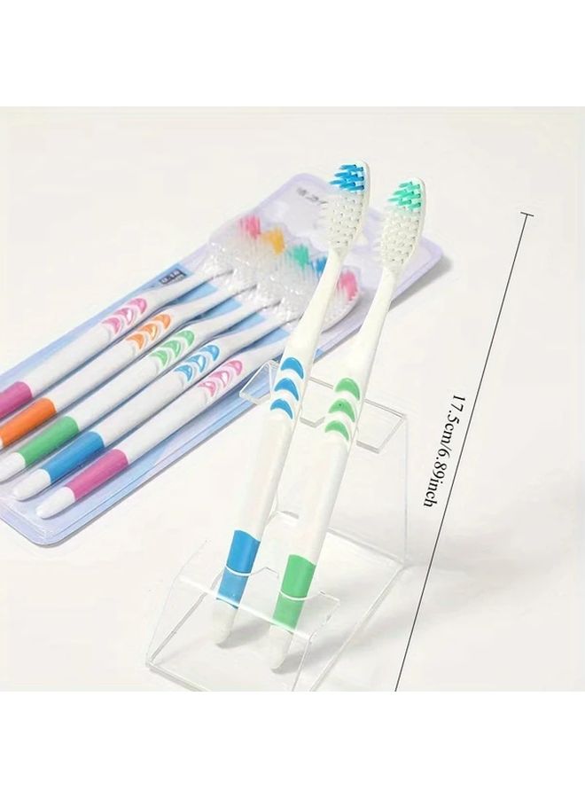 5 Pack 10 Pack Soft Bristle Toothbrushes for Family Seniors and Denture Care Gentle Microfiber Ergonomic Handle Colorful Striped Design Random Color - Image 2