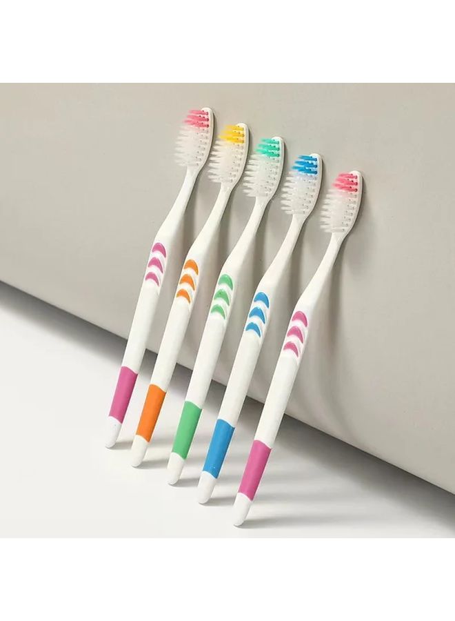 5 Pack 10 Pack Soft Bristle Toothbrushes for Family Seniors and Denture Care Gentle Microfiber Ergonomic Handle Colorful Striped Design Random Color - Image 3