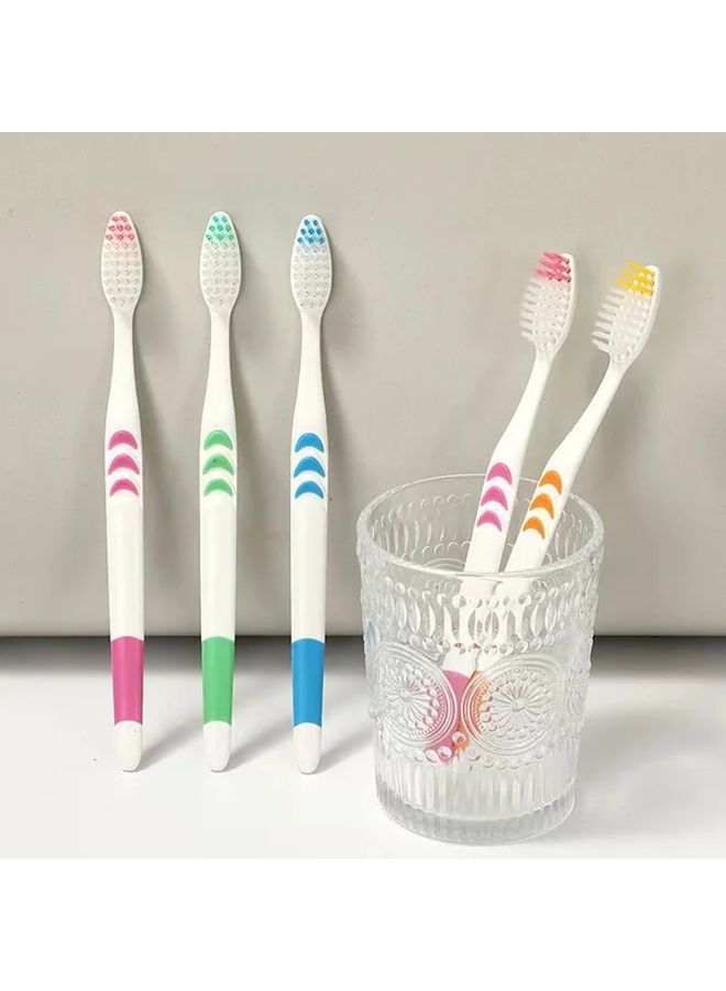 5 Pack 10 Pack Soft Bristle Toothbrushes for Family Seniors and Denture Care Gentle Microfiber Ergonomic Handle Colorful Striped Design Random Color - Image 4