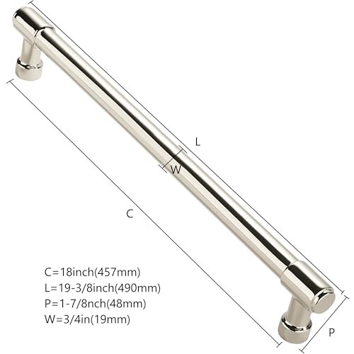 ZAUYX Solid Heavy Duty Jasper Pull Polished Nickel Appliance Pull 18 Inch Cabinet Pulls Extra Long Kitchen Cabinet Handles Cabinet Hardware Kitchen Handles for Drawer Cupboard Handles - Image 3