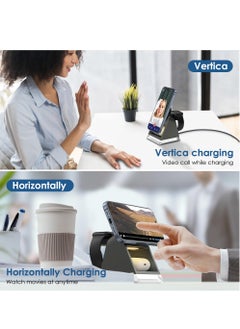 KASTWAVE Wireless Charger, 3 in 1 Wireless Charging Station with Night Lamp & Adapter, Wireless Charger iPhone 15/14/13/12, Wireless Charger Stand Apple Watch 9/8/7/6/5/4/3/2/SE, /3/2, Samsung Buds  - Image 4