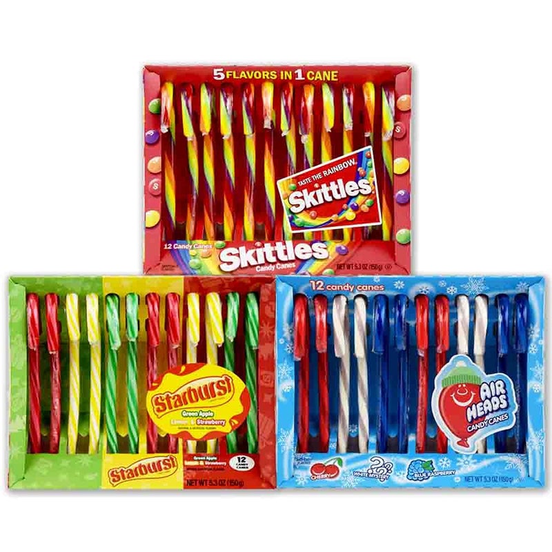 Starburst, Skittles, and Airheads Candy Cane Mixed Pack 3s - Image 1