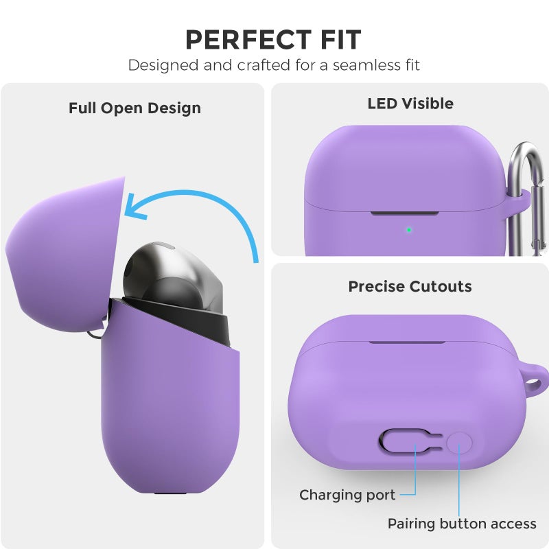 AhaStyle Silicone Case for Samsung Galaxy Buds 3 FE (2025) / Galaxy Buds3 Pro and Galaxy Buds 3 (2024) Shockproof Full Protective Skin Case Cover Compatible with Samsung Galaxy Buds3 Series (Lavender) - Image 3