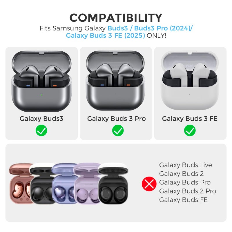 AhaStyle Silicone Case for Samsung Galaxy Buds 3 FE (2025) / Galaxy Buds3 Pro and Galaxy Buds 3 (2024) Shockproof Full Protective Skin Case Cover Compatible with Samsung Galaxy Buds3 Series (Lavender) - Image 2