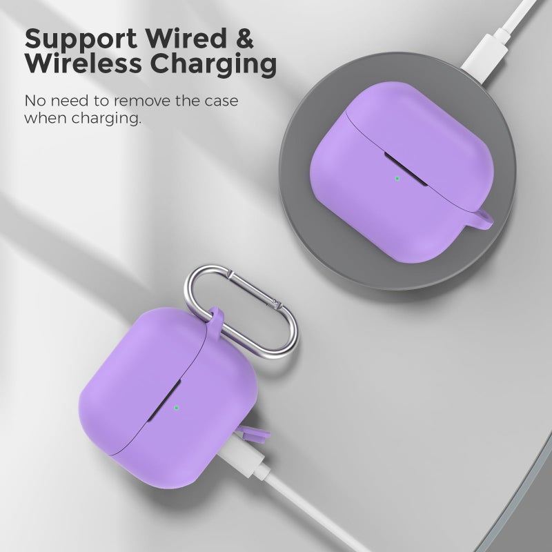 AhaStyle Silicone Case for Samsung Galaxy Buds 3 FE (2025) / Galaxy Buds3 Pro and Galaxy Buds 3 (2024) Shockproof Full Protective Skin Case Cover Compatible with Samsung Galaxy Buds3 Series (Lavender) - Image 4