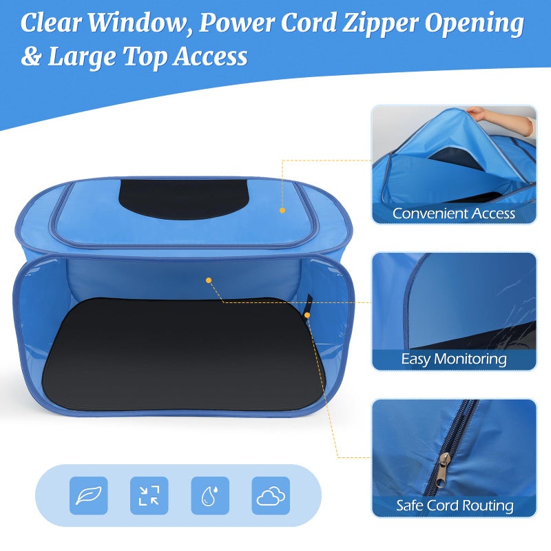 YIBOBO Chicken Brooder Box for Chicks, Pop Up Chick Brooder Kit with Clear Window, Waterproof Mat & Storage Bag, Square Indoor Outdoor Baby Chicken Starter Kit - Image 2