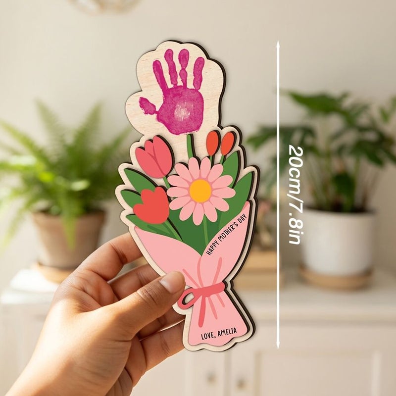باقة توليب مخصصة تمثال خشبي DIY هدية عيد الأم لوحة اسم decoration - Image 2