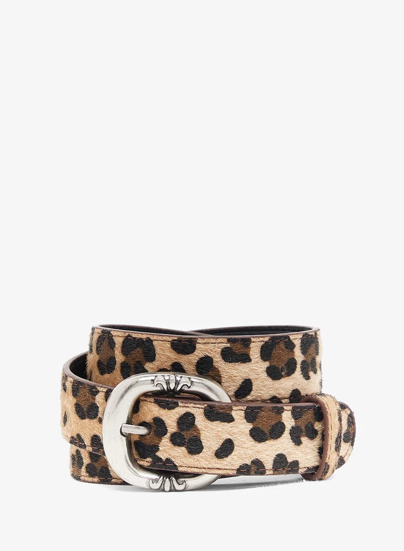 Ginger Leopard Print Slim Belt