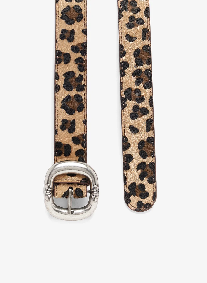 Ginger Leopard Print Slim Belt