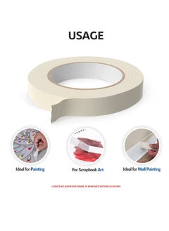 MARKQ Masking Tape 1 inch x 20 yards White Strong Adhesive Tape for Painting, Decorating, DIY Home, Office, School Stationery, Arts, DIY Crafts etc [1 Roll]  - Image 4
