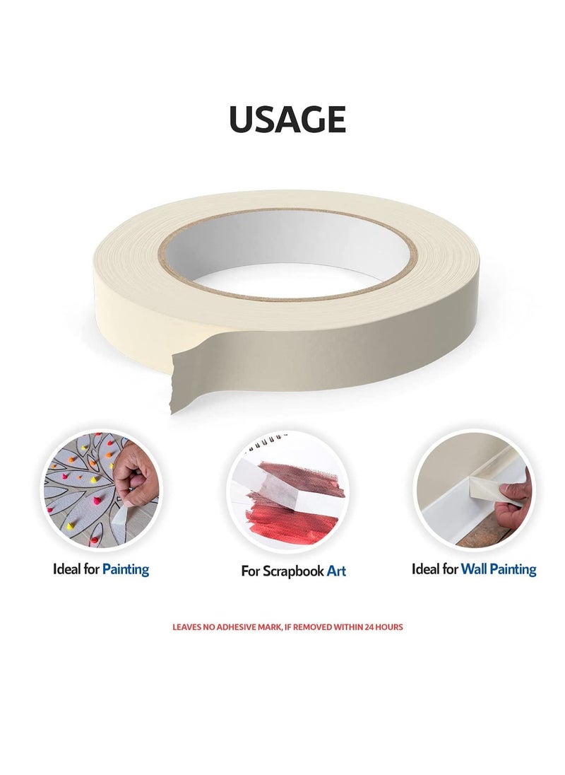 MARKQ Masking Tape 1 inch x 20 yards White Strong Adhesive Tape for Painting, Decorating, DIY Home, Office, School Stationery, Arts, DIY Crafts etc [1 Roll]  - Image 4