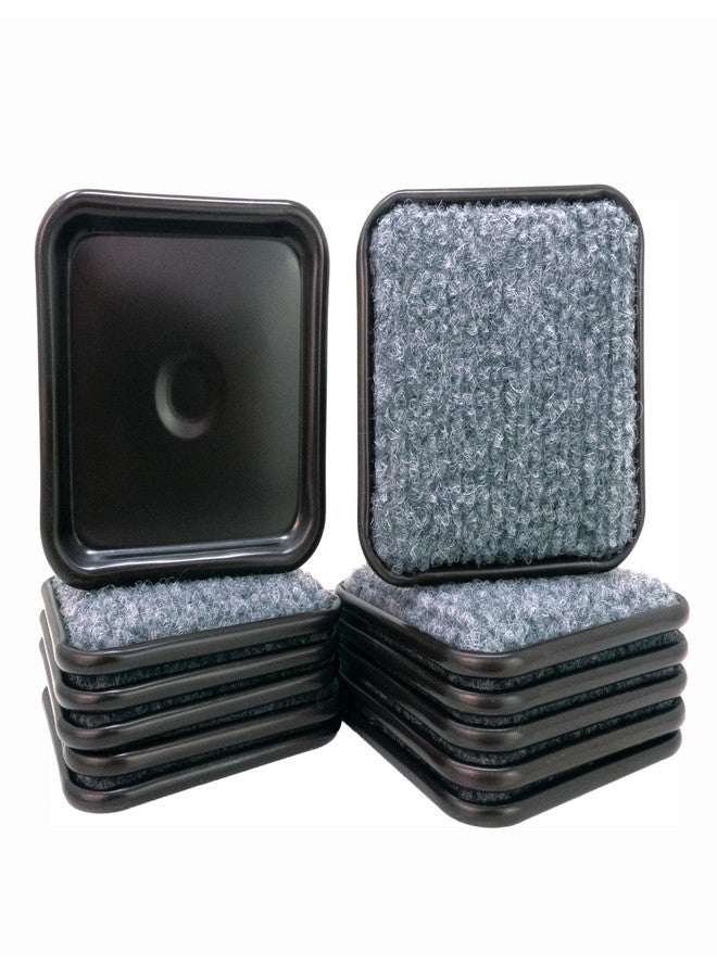 سوفت تاتش أكواب عجلات أثاث ناعمة الملمس مربعة الشكل مقاس 1 3/4 بوصة ذات قاعدة مغطاة بالسجاد، لحماية الأرضيات الخشبية الصلبة، بني/رمادي (عبوة من 12 قطعة) - Image 1