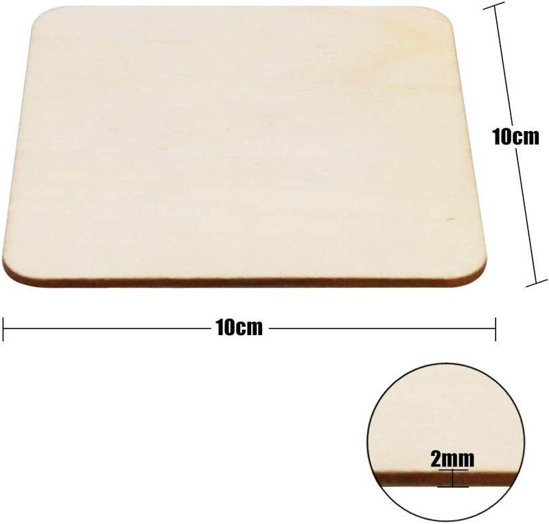 SKPPC 40Pcs Unfinished Laser Engraving Carving Blank Wood Pieces for Painting, Coasters, DIY Arts Craft Project, Staining and Decorations - Image 2
