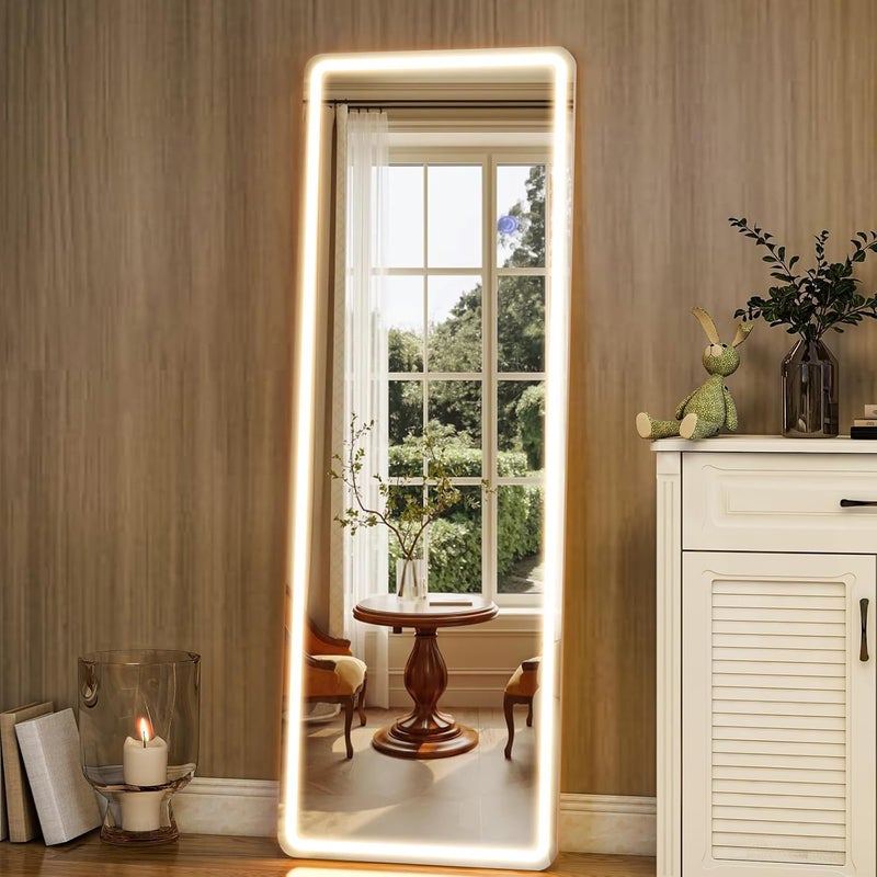Simple Deluxe Full Length Mirror with LED Lights, 60"x16"Floor Mirror with Dimming & 3 Color Lighting, Free Standing Floor Mirrors, Lighted Full Body Mirrors for Bedroom, Dressing Room, Cloakroom - Image 5