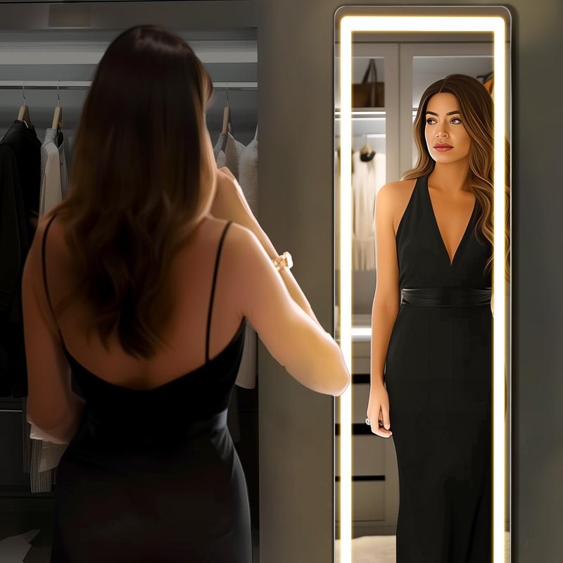 Simple Deluxe Full Length Mirror with LED Lights, 60"x16"Floor Mirror with Dimming & 3 Color Lighting, Free Standing Floor Mirrors, Lighted Full Body Mirrors for Bedroom, Dressing Room, Cloakroom - Image 4