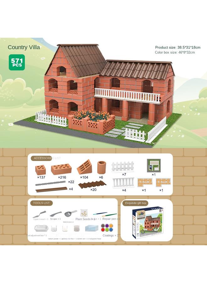 Bluejw Handmade Wall Building Toy Little Masons Building House Diy Cabin Building Model Assembled Creative Parent-Child Toys - Image 1