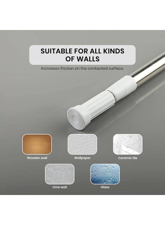 فكسر قضيب ستارة دش مثبت [عبوة واحدة] [140-260 سم] قضيب دش مشدود، قضيب ستارة دش مضاد للانزلاق لا يصدأ أبدًا لنافذة الحمام، قضيب ستارة دش مشدود قابل للتعديل، فضي - Image 2