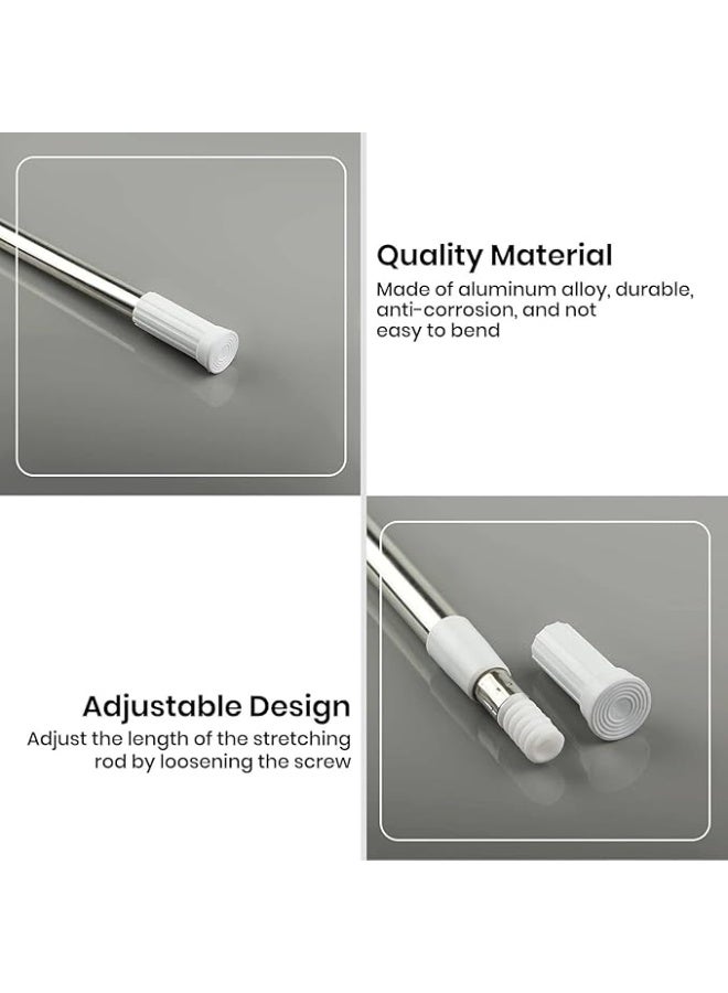فكسر قضيب ستارة دش مثبت [عبوة واحدة] [140-260 سم] قضيب دش مشدود، قضيب ستارة دش مضاد للانزلاق لا يصدأ أبدًا لنافذة الحمام، قضيب ستارة دش مشدود قابل للتعديل، فضي - Image 3