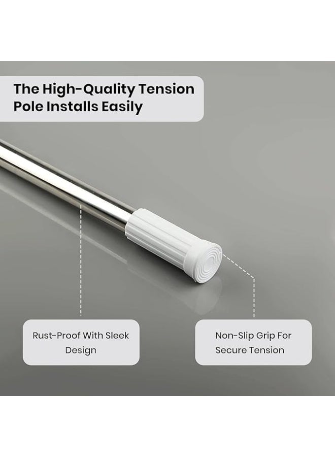 فكسر قضيب ستارة دش مثبت [عبوة واحدة] [140-260 سم] قضيب دش مشدود، قضيب ستارة دش مضاد للانزلاق لا يصدأ أبدًا لنافذة الحمام، قضيب ستارة دش مشدود قابل للتعديل، فضي - Image 5