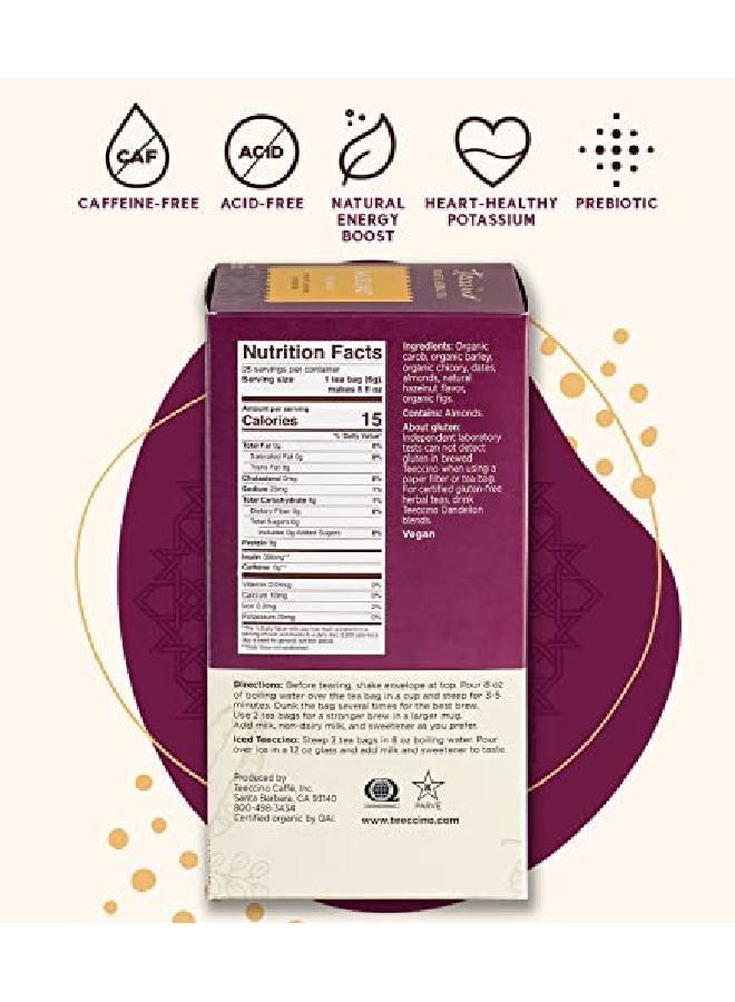 teeccino Herbal Tea Hazelnut Rich & Roasted Herbal Tea Thats Caffeine Free & Prebiotic For Natural Energy 25 Tea Bags - Image 3
