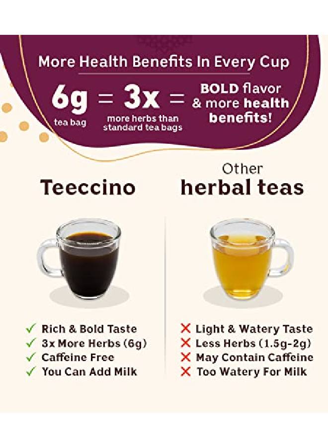 teeccino Herbal Tea Hazelnut Rich & Roasted Herbal Tea Thats Caffeine Free & Prebiotic For Natural Energy 25 Tea Bags - Image 4