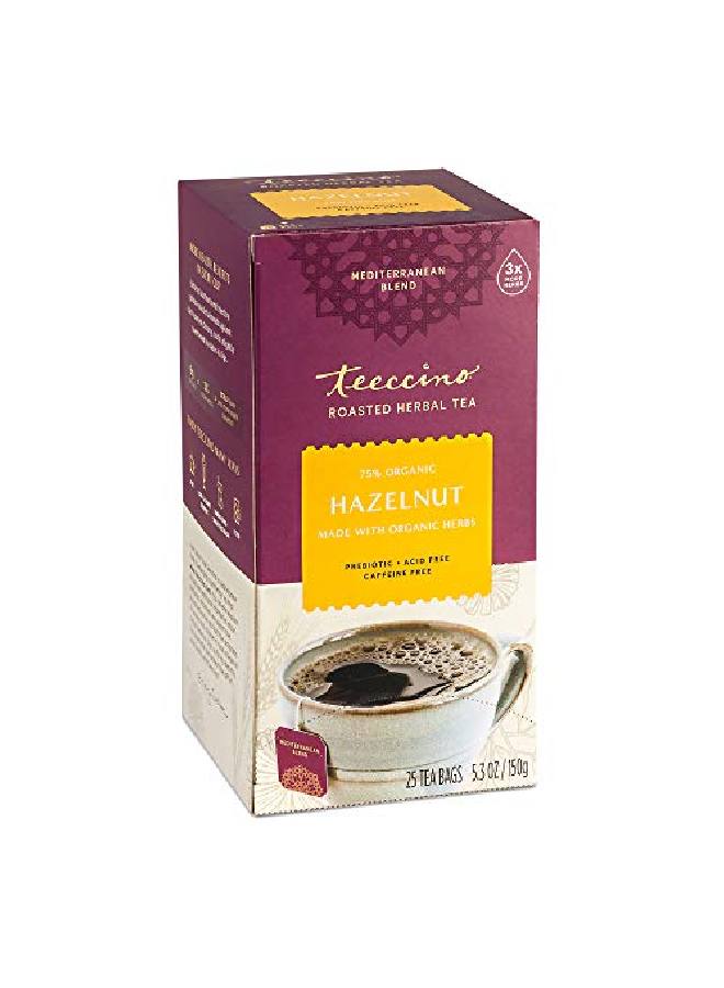 teeccino Herbal Tea Hazelnut Rich & Roasted Herbal Tea Thats Caffeine Free & Prebiotic For Natural Energy 25 Tea Bags - Image 1