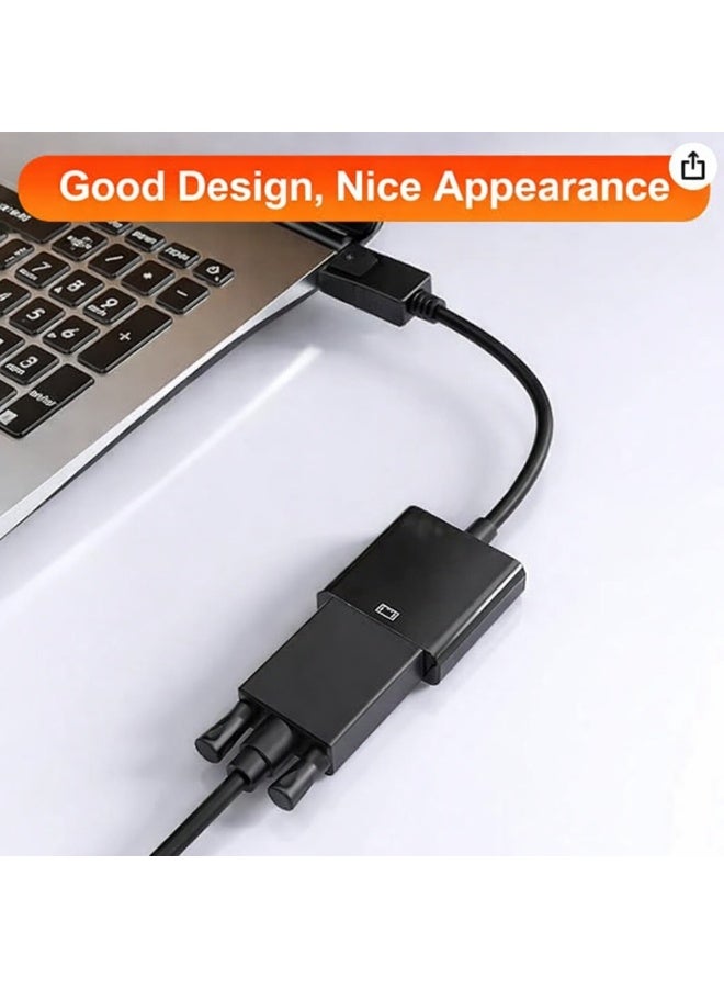 CABLE CONV Display Port to VGA, 1080P DP to VGA Adapter Gold-Plated Display Port to Converter Male to Female Cable to Connect Your Computer to a Large Screen, Projector, Black - Image 3