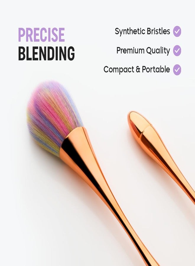Gleva Ultimate Blend Makeup Brush For Cream, Liquid & Powder Foundation, Blush, & Bronzer, Buff & Blend Makeup Brushs (Rose Gold Colored Hair) - Image 2