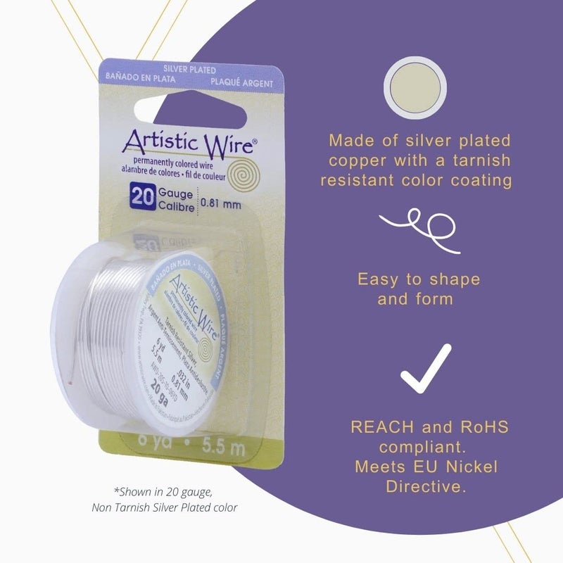 Artistic Wire, 26 Gauge Silver Plated Tarnish Resistant Colored Copper Craft Wire, Gold Color, 15 yd - Image 5