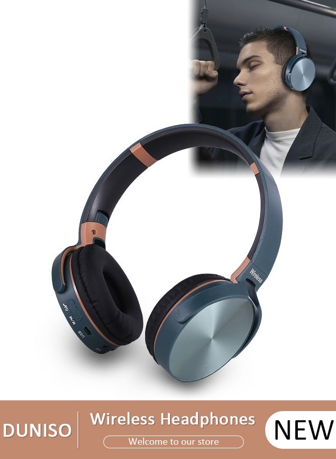 DUNISO Wireless Headphones Active Noise Cancelling Bluetooth Headphones Over Ear with Adjustable Microphone Deep Bass Comfortable Protein Earpads for Travel and Work - Image 1