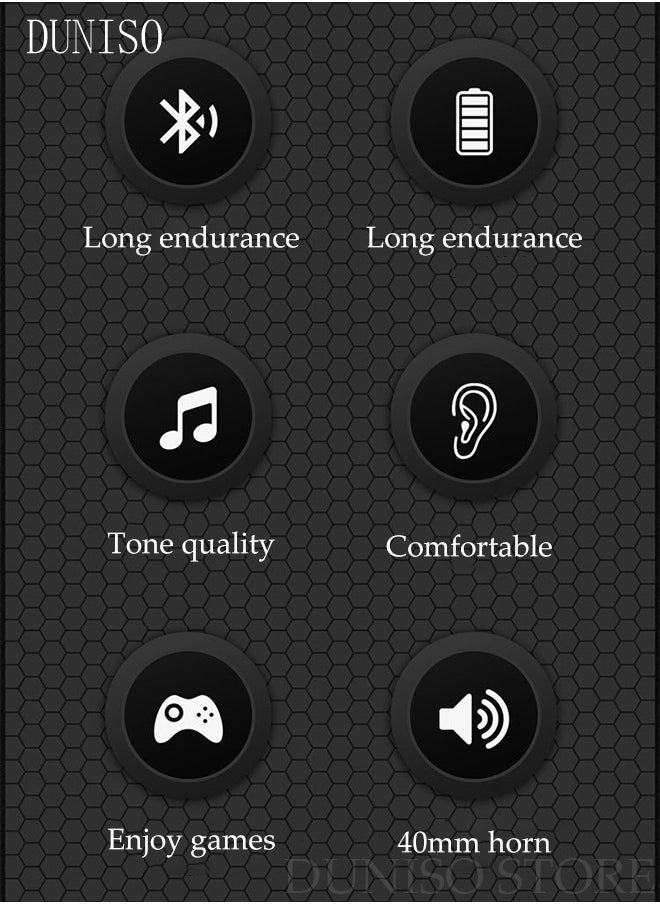 DUNISO - Wireless Headphones Active Noise Cancelling Bluetooth Headphones Over Ear with Adjustable Microphone Deep Bass Comfortable Protein Earpads for Travel and Work - Image 1