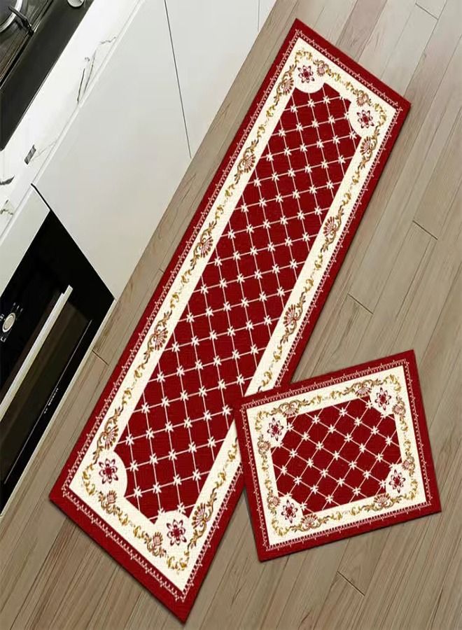 fashionhome 2 Pieces Luxurious Multifunction Modern Home Decorative Rectangular Anti Slip Water Absorbent Kitchen Floor Mats Home Decor Runner 120x40 and 60x40 cm - Image 5