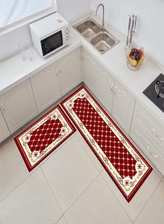 fashionhome 2 Pieces Luxurious Multifunction Modern Home Decorative Rectangular Anti Slip Water Absorbent Kitchen Floor Mats Home Decor Runner 120x40 and 60x40 cm - Image 3