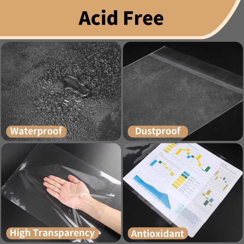 Svaldo Acid Free Paper Protector Sheets, Clear Plastic Sleeves for Art, Magazine Protectors for Collectors, Protective Sleeves for Paper 11x14 Canvas Print Photos Newspaper Poster Art Bag, Pack of 25 - Image 4