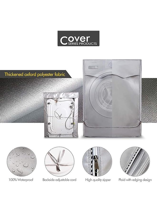 إيروريكس غطاء غسالة ومجفف مطلي باللون الفضي من قماش أكسفورد، غطاء غسالة ومجفف أوتوماتيكي بالكامل، غطاء مقاوم للماء والشمس والغبار، مقاس XL - Image 2