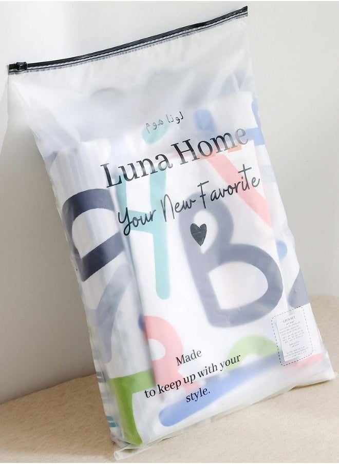 LUNA Home Single Size 4 Piece Star Pattern Duvet Cover Set Print Bedding Set.  - Image 5