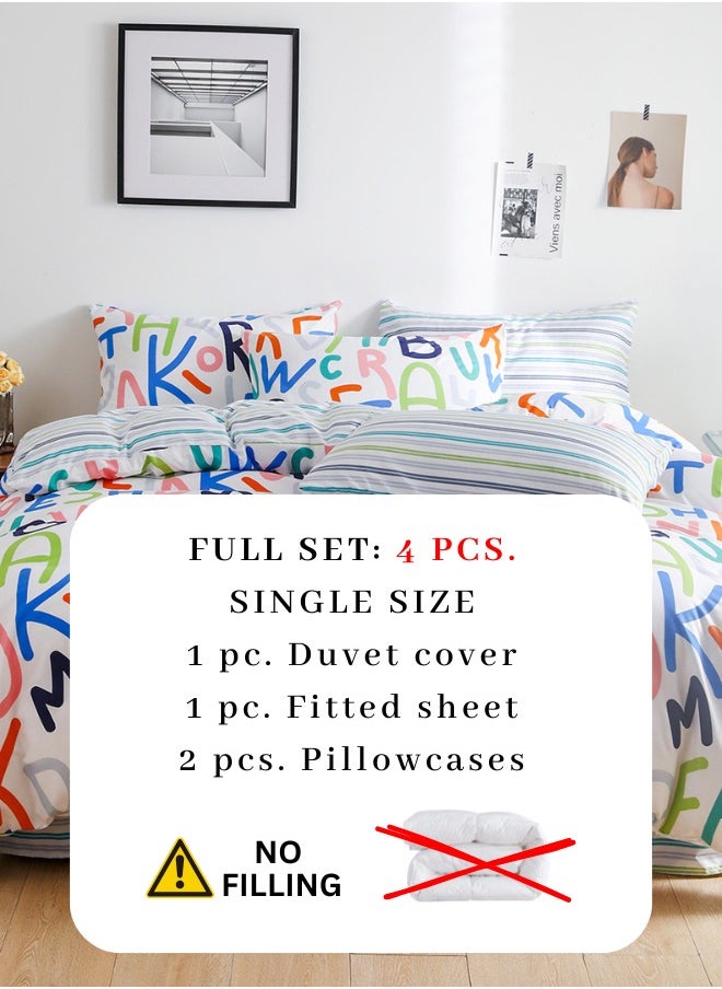 LUNA Home Single Size 4 Piece Star Pattern Duvet Cover Set Print Bedding Set.  - Image 2