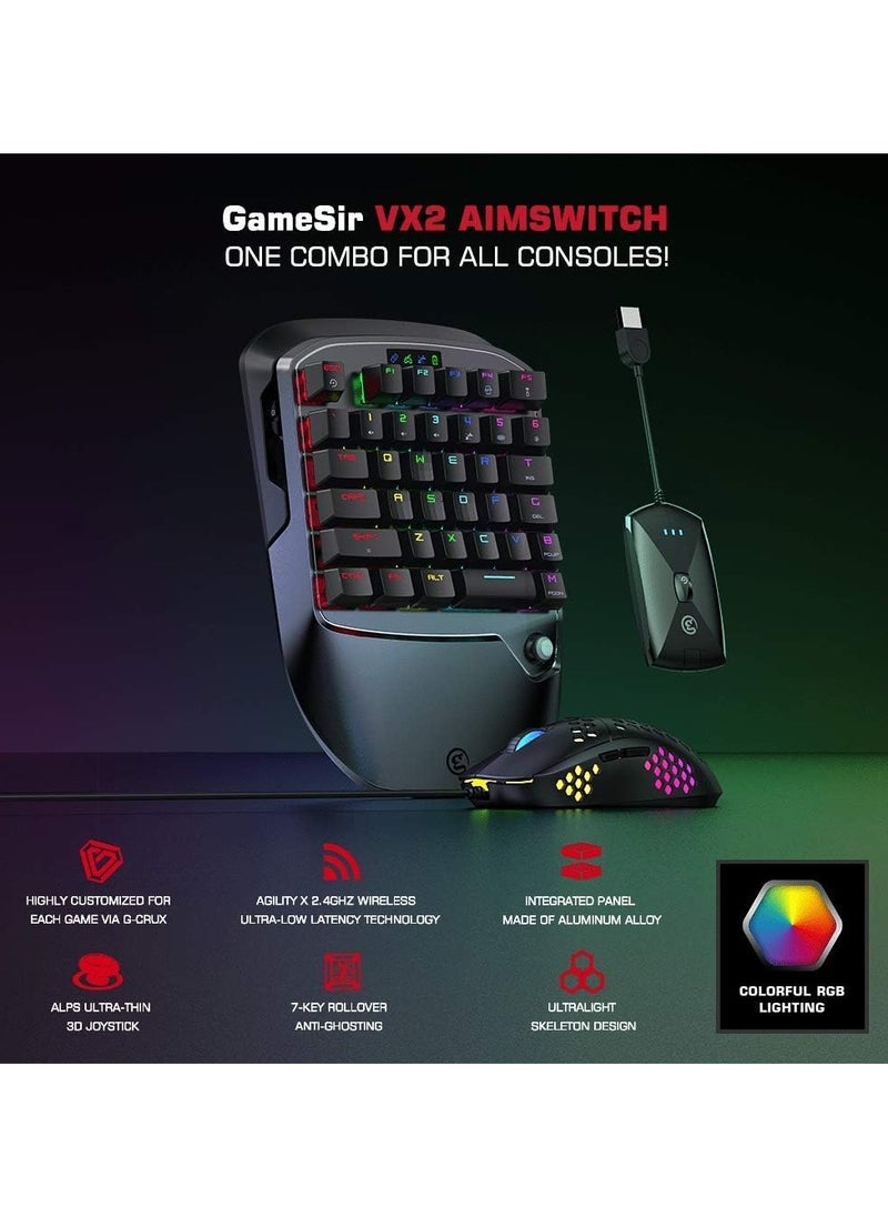 GameSir - GameSir VX2 AimSwitch Gaming Keypad and Mouse Combo for Xbox Series X PS4 Xbox One Nintendo Switch Game Console, Wireless Controller Adapter with TTC Red Switch Keyboard for PUBG/Fortnite - Image 1