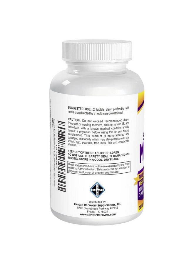 Elevate Recovery Supplements - 3Month Multimineral Supplement (Iron Free) With 72 Trace Minerals Natural Multiminerals High Potency Multi Mineral Supplements Allin1 Formula 180 Tablets - Image 1