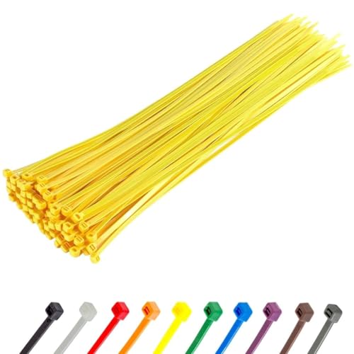 GTSE 14 Inch Yellow Zip Ties, 100 Pack, 50lb Strength, UV Resistant Long Nylon Cable Ties, Self-Locking 14" Tie Wraps - Image 1