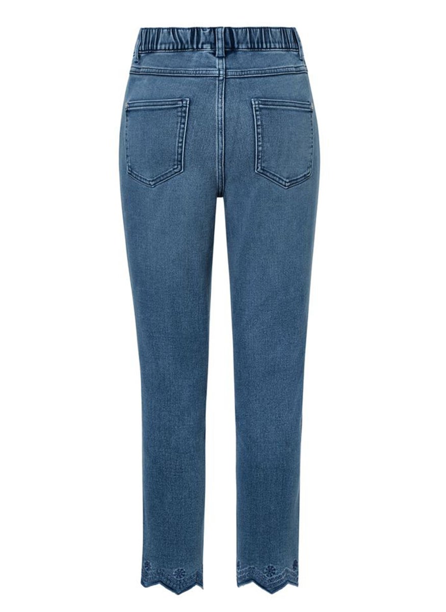 Tchibo Women Slim Fit Washed Denim Jeans, Blue  - Image 3