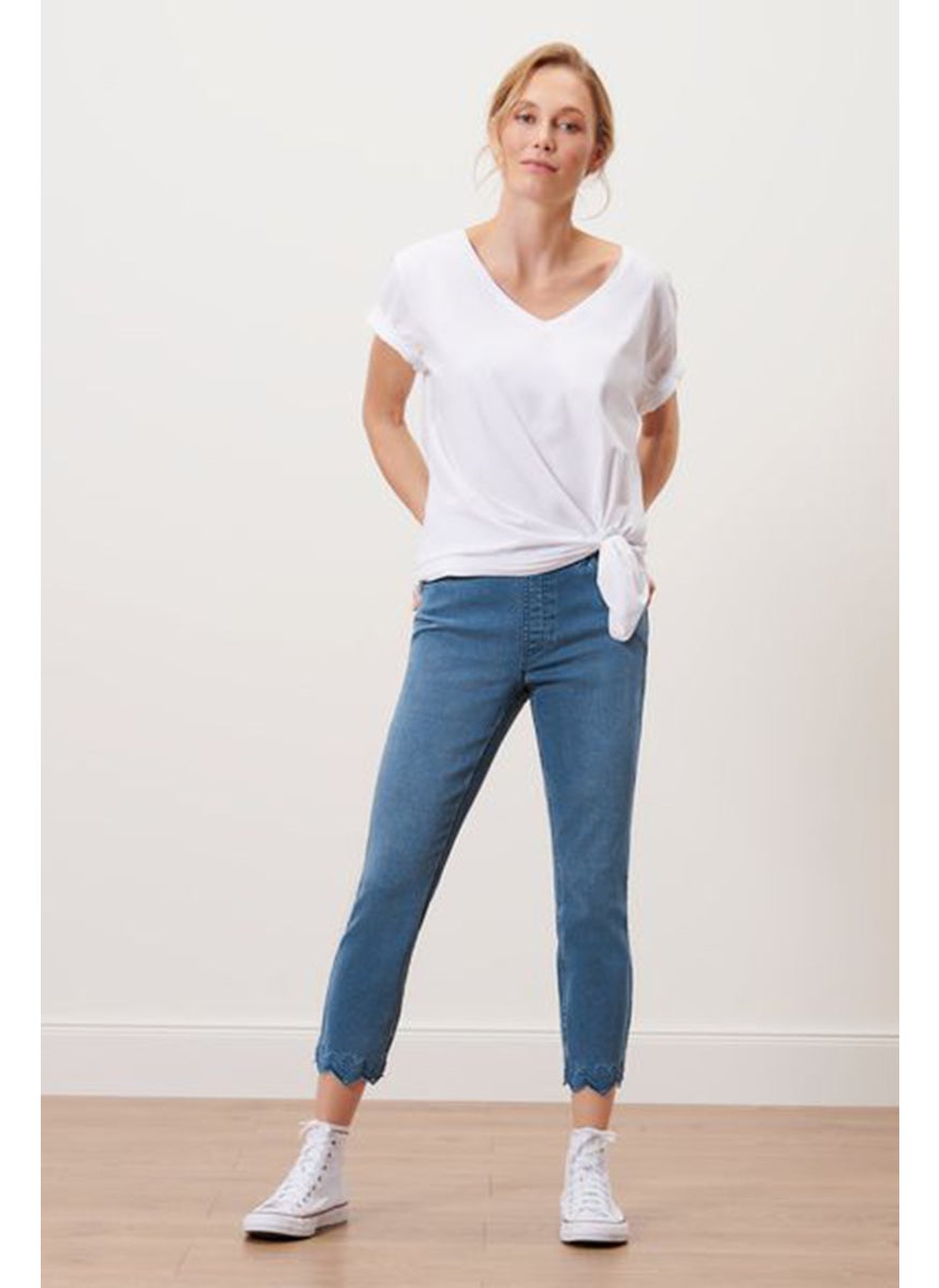 Tchibo Women Slim Fit Washed Denim Jeans, Blue  - Image 1