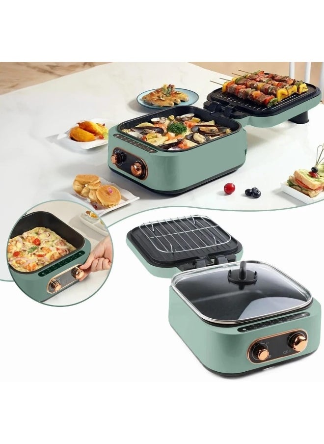 Generic SAFENHAND Electric Frying Pan, Upgraded Ceramic Non-Stick Coating Frying Pan, Electric Grill & Hot Pot Cooker, Non-Stick Baking Tray & Hot Pot Cooker, Compact Pancake Maker, Easy Clean BBQ Grill  - Image 5