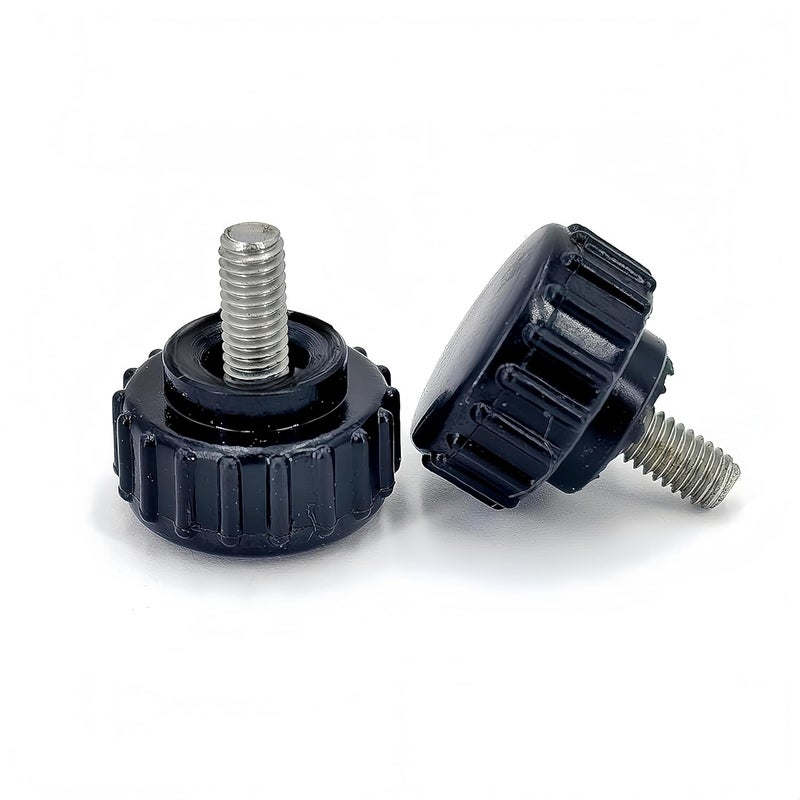 heyday M4x8mm 304 Stainless Steel Threaded Knurled Thumbscrew Screw on Knobs Grips Black Round Clamping Screw, Black(20 Pcs) - Image 1