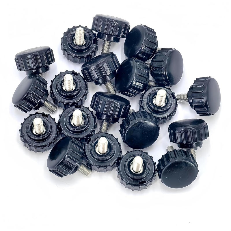 heyday M4x8mm 304 Stainless Steel Threaded Knurled Thumbscrew Screw on Knobs Grips Black Round Clamping Screw, Black(20 Pcs) - Image 5