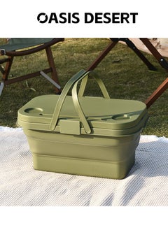 OASIS DESERT 2 In 1 Outdoor Foldable Picnic Basket Travel Convenient Fruit Basket with Lid Camping Large Capacity Multifunctional Portable Storage Basket  - Image 1