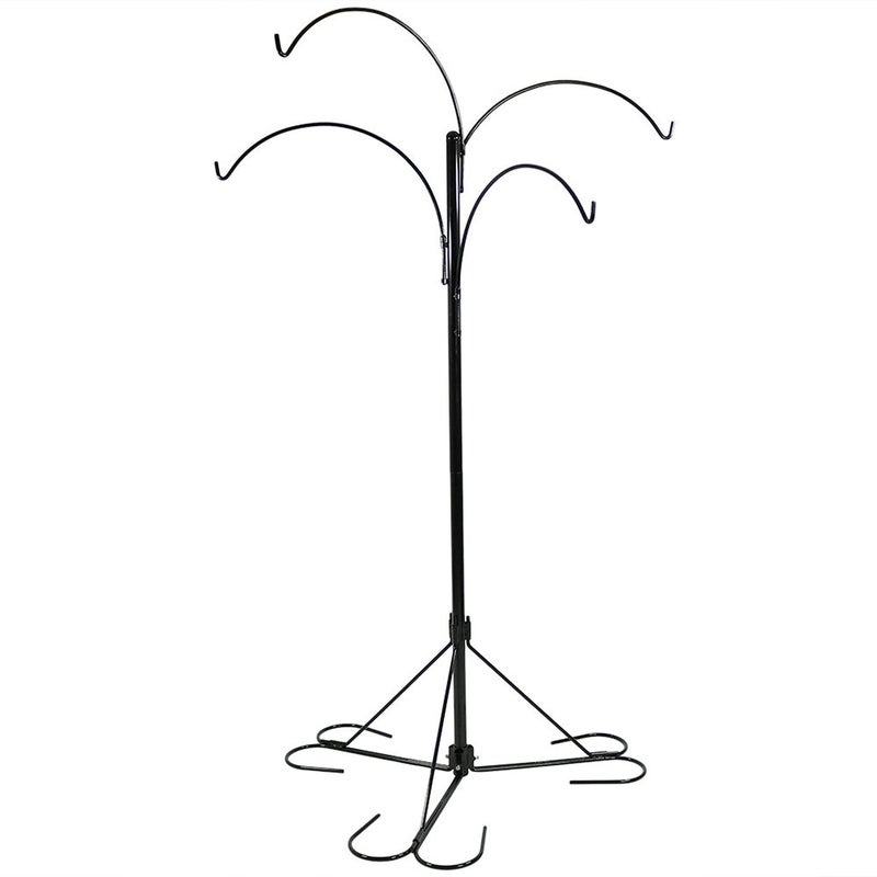 Sunnydaze 4Arm Hanging Basket Plant Stand with Adjustable Arms Black 84