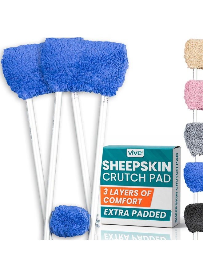 VIVE Sheepskin Crutch Pads - Padding for Walking Arm Crutches - Universal Underarm Padded Forearm Handle Pillow Covers for Hand Grips - Soft Foam Armpit Bariatric Accessories for Adults, Kids - Image 1