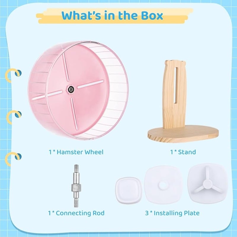 10.2 Inch Silent Hamster Exercise Wheel With Adjustable Stand And Wooden Base For Guinea Pigs Chinchillas Sugar Gliders - Image 3