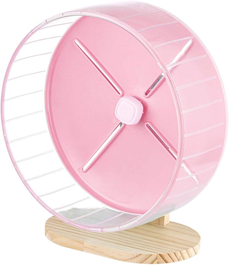 10.2 Inch Silent Hamster Exercise Wheel With Adjustable Stand And Wooden Base For Guinea Pigs Chinchillas Sugar Gliders - Image 5